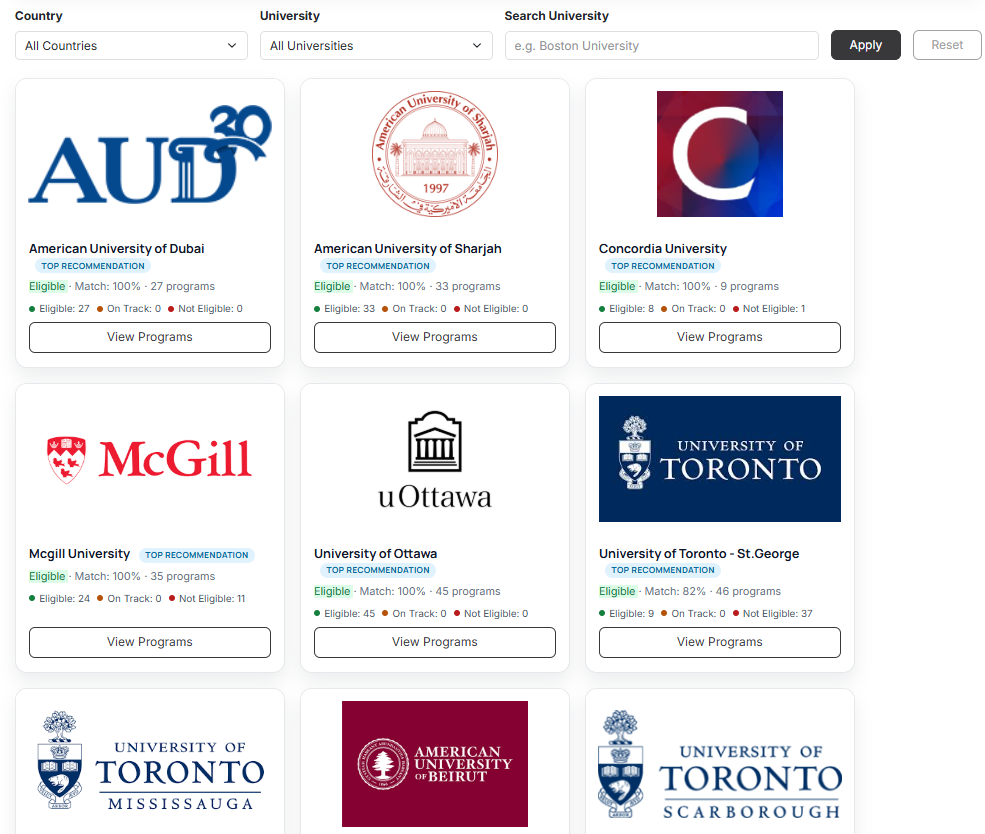 HexNord university cards view